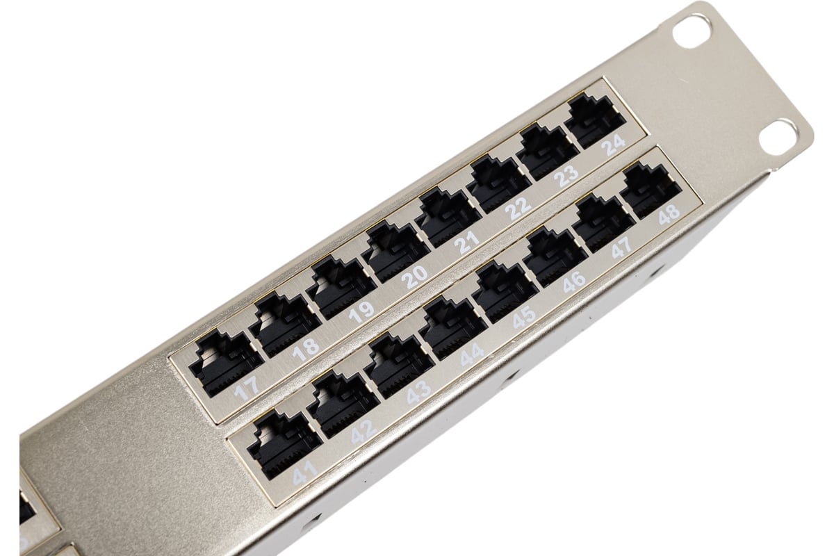 Патч-панель высокой плотности 19" Hyperline, 1U, 48 портов RJ-45 ...