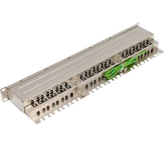 Патч-панель высокой плотности 19" Hyperline, 1U, 48 портов RJ-45, полный экран, категория 6, 420642