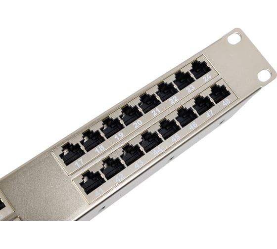 Патч-панель высокой плотности 19" Hyperline, 1U, 48 портов RJ-45, полный экран, категория 6, 420642