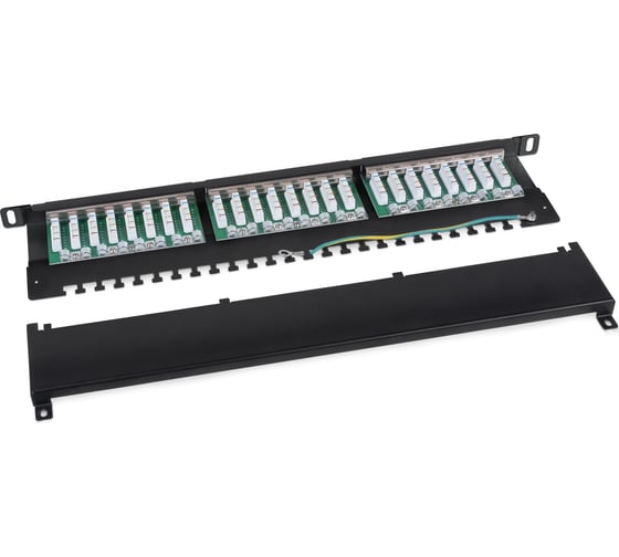 Патч-панель высокой плотности Cabeus 19" (0,5U), 24 порта RJ-45 PLHD-24-Cat.6a-SH-Dual-0,5U