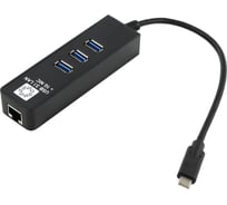 Сетевая карта 5bites USB3.1 RJ45 1 гигабит 3х портовый USB3.0 разветв. черный UA3C-45-10BK