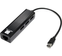 Сетевая карта 5bites USB3.1 RJ45 100 мегабит 3хпортов USB2.0 разветв. черный UA3C-45-09BK