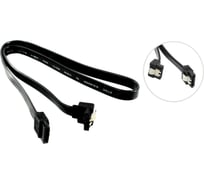 Угловой кабель SATA 5bites EXPRESS, v3.0, 6 Гбит/сек, 0.5м, черный SATA3-7PL50A-BK