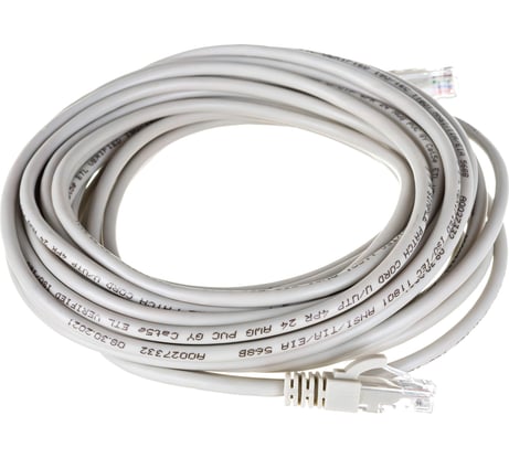 Патч-корд ЭРА PC10U U/UTP категория 5e, длина 10 метров, неэкранированный, серый, Cu, Б0051414