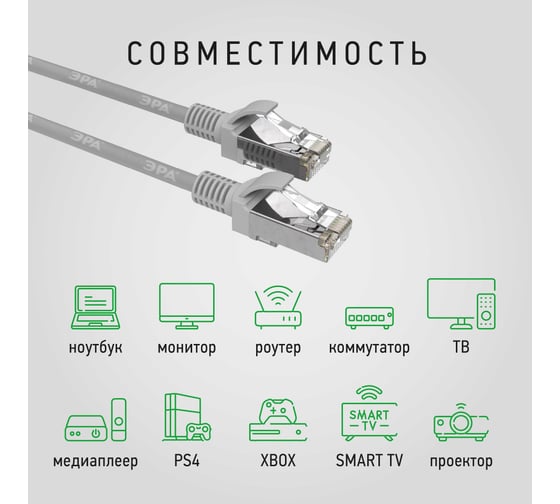 Патч-корд ЭРА Simple PC-1F-A F/UTP категория 5e, длина 1 метр, экранированный, серый, Б0051380