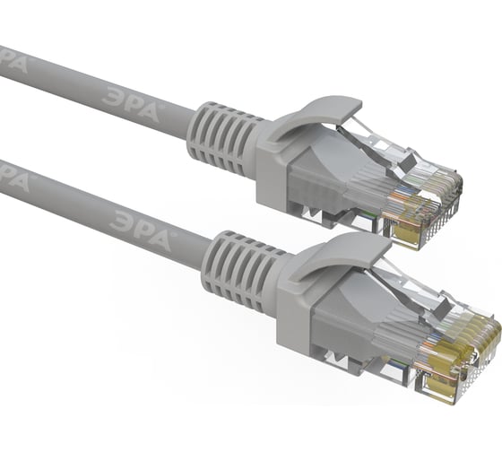 Патч-корд ЭРА Simple PC-2U-A U/UTP категория 5e, длина 2 метра, неэкранированный, серый, Б0051372 1
