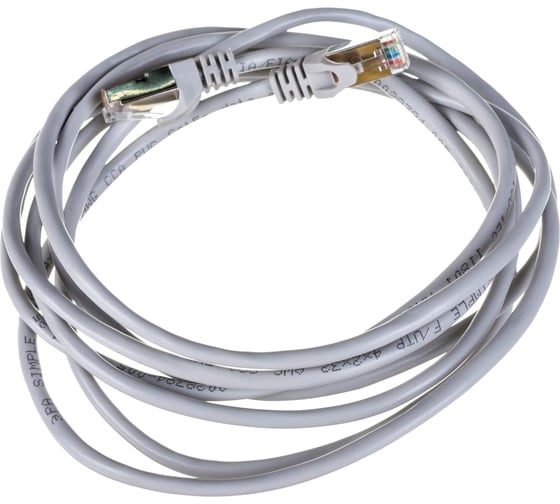 Патч-корд ЭРА Simple PC-3F-A F/UTP категория 5e, длина 3 метра, экранированный, серый, Б0051383
