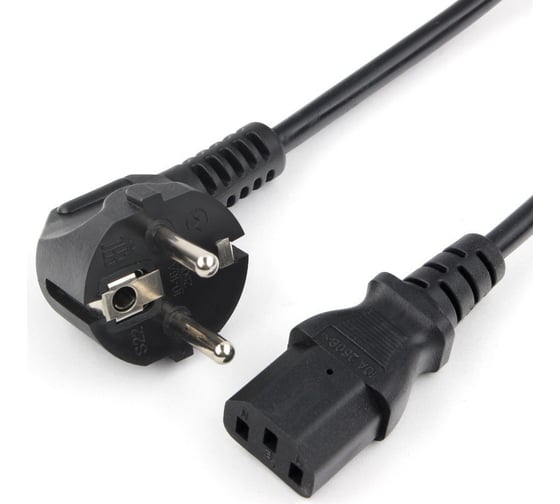 Кабель питания Power Cube RPC-186-1.8M 1,8м Schuko-C13 аналог VDE 10А черный с заземлением, RPC-186-1.8M 1