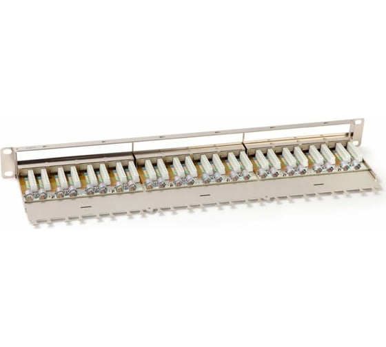 Патч-панель высокой плотности 19" Hyperline, 1U, 48 портов RJ-45, полный экран, 225400