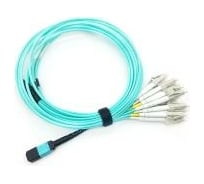 Кабельная сборка LANMASTER MPO-12LC 12 волокон OM3 низкие потери LSZH 1м аква LAN-12M-12LC/OM3-1.0