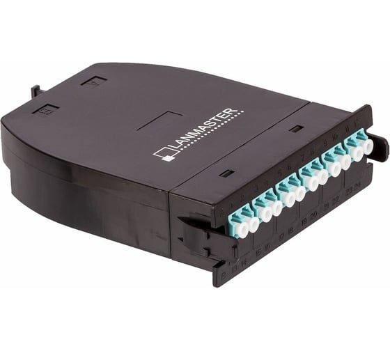 Кассета MPO LANMASTER OM3, 12xLC, тип B, низкие потери, черная LAN-MCSB-1M-12LC/OM3
