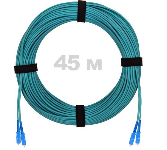 Патч-корд оптический ENGINOVA SC/UPC-SC/UPC MM (OM3) 3mm duplex LSZH, 45 м ENG-PC-DX-2SCU-OM3-45m-LSZH-AQ 1