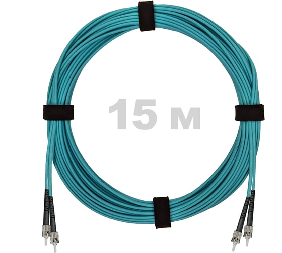 Патч-корд оптический ENGINOVA ST/PC-ST/PC MM (OM3) 2mm duplex LSZH, 15 м ENG-PC2.0-DX-2ST-OM3-15m-LSZH-AQ 1