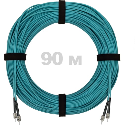 Патч-корд оптический ENGINOVA ST/PC-ST/PC MM (OM3) 2mm duplex LSZH, 90 м ENG-PC2.0-DX-2ST-OM3-90m-LSZH-AQ 1
