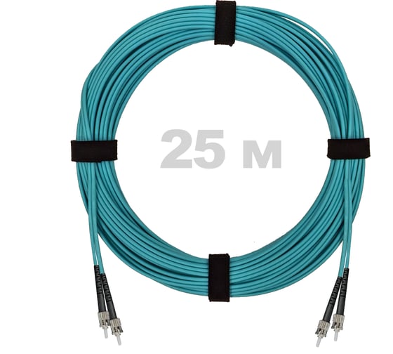 Патч-корд оптический ENGINOVA ST/PC-ST/PC MM (OM3) 2mm duplex LSZH, 25 м ENG-PC2.0-DX-2ST-OM3-25m-LSZH-AQ 1