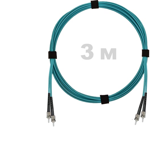 Патч-корд оптический ENGINOVA ST/PC-ST/PC MM (OM3) 2mm duplex LSZH, 3 м ENG-PC2.0-DX-2ST-OM3-3m-LSZH-AQ 1