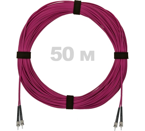 Патч-корд оптический ENGINOVA ST/PC-ST/PC MM (OM4) 2mm duplex LSZH, 50 м ENG-PC2.0-DX-2ST-OM4-50m-LSZH-MG 1