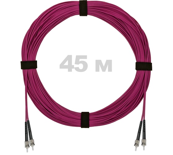Патч-корд оптический ENGINOVA ST/PC-ST/PC MM (OM4) 2mm duplex LSZH, 45 м ENG-PC2.0-DX-2ST-OM4-45m-LSZH-MG 1