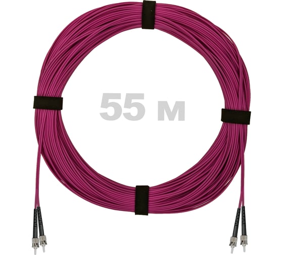Патч-корд оптический ENGINOVA ST/PC-ST/PC MM (OM4) 2mm duplex LSZH, 55 м ENG-PC2.0-DX-2ST-OM4-55m-LSZH-MG 1