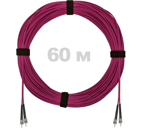 Патч-корд оптический ENGINOVA ST/PC-ST/PC MM (OM4) 2mm duplex LSZH, 60 м ENG-PC2.0-DX-2ST-OM4-60m-LSZH-MG 1