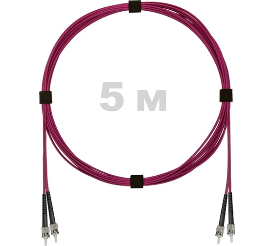 Патч-корд оптический ENGINOVA ST/PC-ST/PC MM (OM4) 2mm duplex LSZH, 5 м ENG-PC2.0-DX-2ST-OM4-5m-LSZH-MG 1