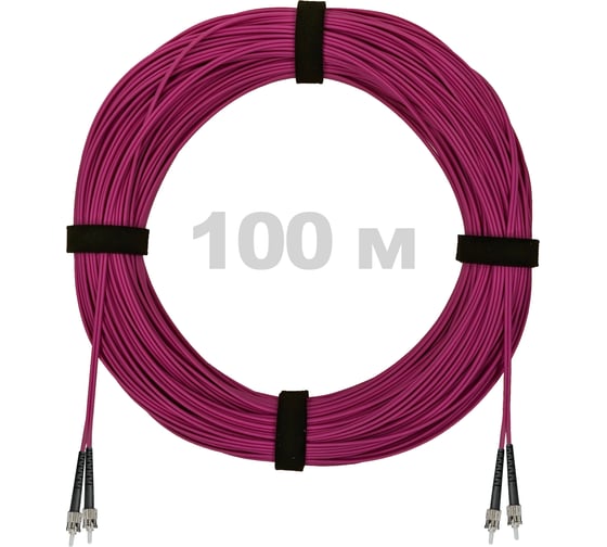 Патч-корд оптический ENGINOVA ST/PC-ST/PC MM (OM4) 3mm duplex LSZH, 100 м ENG-PC-DX-2ST-OM4-100m-LSZH-MG