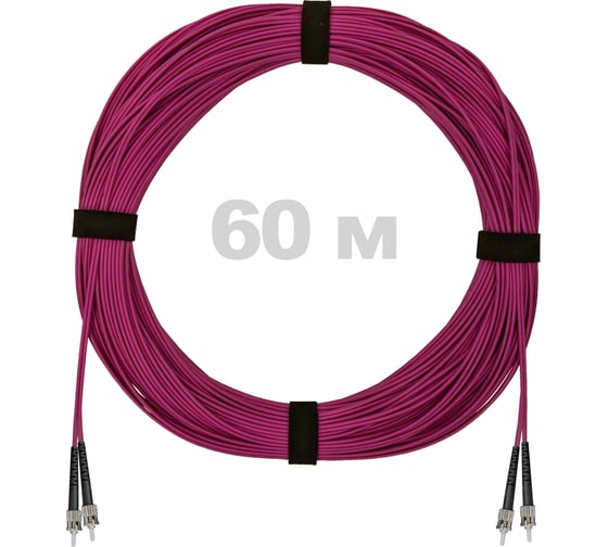 Патч-корд оптический ENGINOVA ST/PC-ST/PC MM (OM4) 3mm duplex LSZH, 60 м ENG-PC-DX-2ST-OM4-60m-LSZH-MG