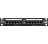 Панель NETLAN 10", 1U, 12 портов, категория 5e, RJ45/8P8C, неэкранированная, черная EC-URP-12-UD2 16510912