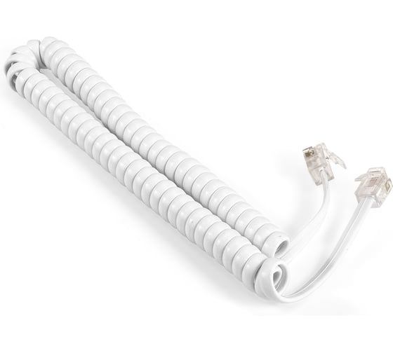 Шнур патч-корд телефонный ExeGate TC4P4C-2M-W витой, RJ-10 4P-4C, 2м, белый 298649