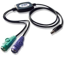 Адаптер ATEN USB -2xPS2, A-тип 2xMini-Din6, Male 2xFemale, USB 1.0/1.1 UC10KM-AT