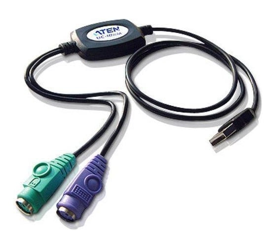 Адаптер ATEN USB -2xPS2, A-тип 2xMini-Din6, Male 2xFemale, USB 1.0/1.1 UC10KM-AT