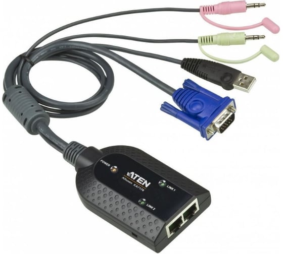 Адаптер ATEN КВМ, USB, VGA, аудио и поддержкой Virtual Media и Dual Output KA7178-AX