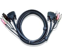Кабель ATEN мон+клав+мышь USB+аудио, DVI-D Dual Link+USB A-Тип+2xRCA= DVI-D Dual Link+USB B-Тип+2xRCA, Male-Male, опрессованный, 3 м, черный 00-00526267