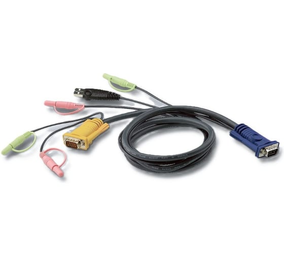 Кабель ATEN клавиатура+мышь(USB)+монитор + 2xAudio (звук, микрофон), 1.2 м 2L-5301U
