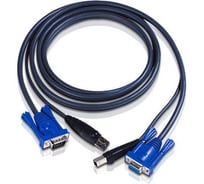Кабель ATEN монитор+клавиатура+мышь USB, HD DB15+B-тип, Female+Male/Male, 8+4 проводов, опрессованный, 3 м, черный 2L-5003U