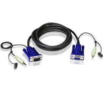 Кабель ATEN монитор+аудио, HD-DB15+RCA, Female/Male-Male, 8+2 проводов, опрессованный, 1.8 м 2L-2402A