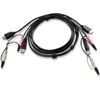 Кабель ATEN монитор+клавиатура+мышь USB+аудио, HDMI+USB A-Тип+2xRCA= HDMI+USB B-Тип+2xRCA, Male, опрессованный, 1.8 м, черный 2L-7D02UH