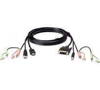 Кабель ATEN КВМ, с интерфейсами передачи звука, USB, HDMI - DVI-D, 1.8м 2L-7D02DH