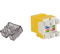 Модуль Keystone LANMASTER RJ45, неэкранированный, кат.6, без шторки, 180 градусов, желтый LAN-OK45U6/180N-YL