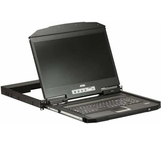 Консоль ATEN KVM 1U укороченной глубины, Single Rail, с широкоэкранным ЖК-дисплеем 18.5 с разрешением Full HD 1920 x 1080 и интерфейс CL3700NW-ATA-RG