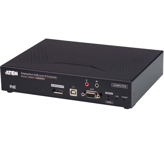 Удлинитель ATEN 4K KVM с доступом по IP, поддержкой одного DisplayPort-дисплея и функции PoE, передатчик KE9952T-AX