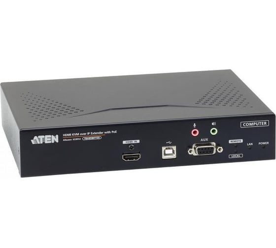 Удлинитель-передатчик ATEN KVM USB HDMI+AUDIO+RS232, 10км при прямом подкл через SFP/неогранич.при подкл через LAN, GigabitEthernet (TCP/I KE8952T-AX
