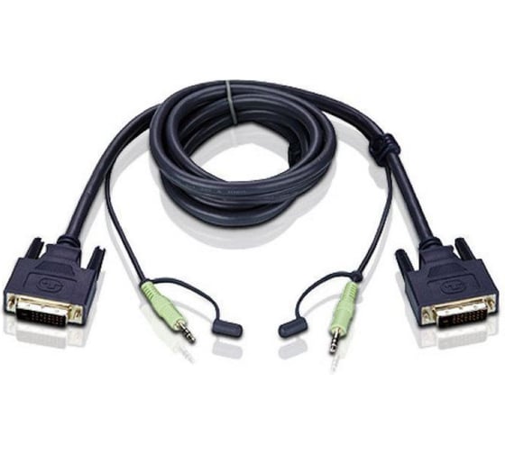 Кабель монитор+аудио ATEN DVI-D Single Link+RCA, Male-Male, опрессованный, 1.8 м, черный 2L-7D02V