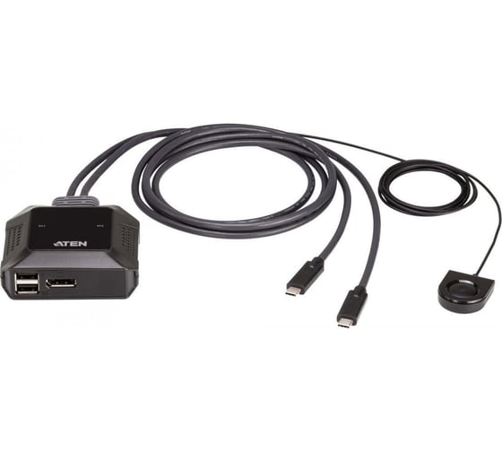 Коммутатор 2-портовый ATEN USB-C 4K DisplayPort KVM-переключатель с пультом удаленного переключения порта US3312-AT