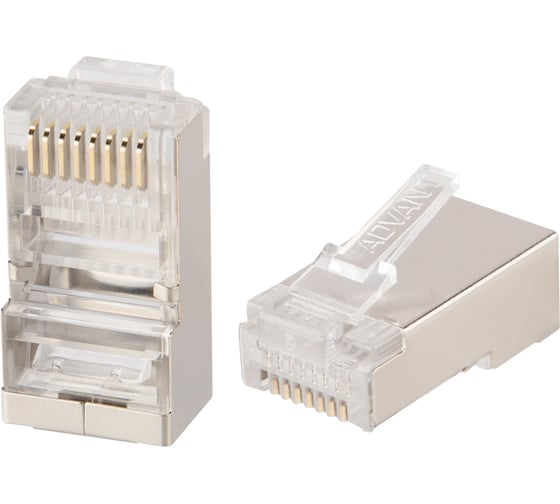 Разъем RJ45 Advant экранированный, с толщиной изоляции до 1.05 мм, упаковка 100 шт. ADV5e-FRJ45