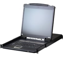 Консоль KVM ATEN 2 user,LCD 19= 8 cpu PS2/USB+VGA,со шнурами PS2 1х1.8м., USB 1x1.8м.,1280x1024,1U 19,исп.спец.шнуры,OSD,каскад 256 CL5708N-ATA-RG