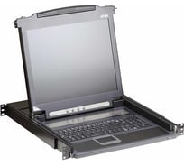 Консоль KVM ATEN 19, SVGA+keyboard+mouse PS/2, с KVM-шнуром PS/2 1.8м., LCD экран 17, лат./рус. клавиатура 00-00106885