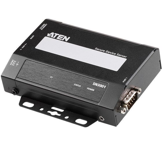 Консольный сервер ATEN RS232, 1 порт RJ45, TCP/IP, без шнуров и адаптеров DCE/DTE, DC 9V;3-контак.клемма DC 9-48V SN3001-AX-G
