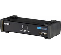 Переключатель ATEN KVM switch, электронный, DVI+KBD+mouse, 1 2 компьютера/блока/порта/port USB, c KVM-шнурами USB 2х1.8 м., (1920x1200 6 CS1762A-AT-G