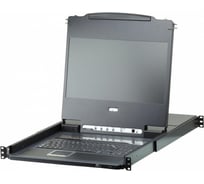 Переключатель ATEN KVM switch, KVM, 1 user консоль LCD 17 = 8 cpu/портов/port USB+DVI+AUDIO, с KVM-шнурами USB+DVI+AUDIO 2x1.8м., 19 CL6708MW-ATA-RG